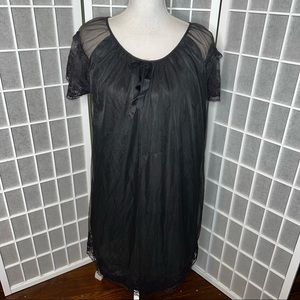Vintage black sheer nylon layers nightgown babydoll lingerie size medium